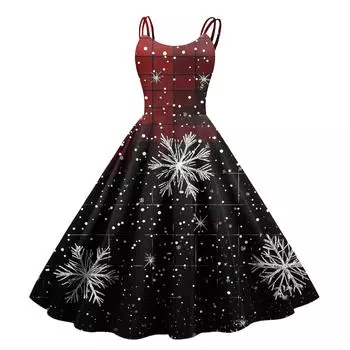 Женское рождественское платье со снежинками и сексуальным облегающим принтом с открытыми плечами в стиле панк-ретро L чёрный