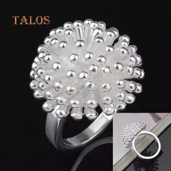 Женское серебристое металлическое кольцо с фейерверком и ромашковым узором, свадебные украшения, женские кольца, подарок #8