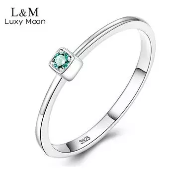 Женское серебряное кольцо S925, серебряное кольцо с драгоценным камнем, простое женское кольцо S925, кольца для пар, женские аксессуары, серебряные украшения 6 зелёный
