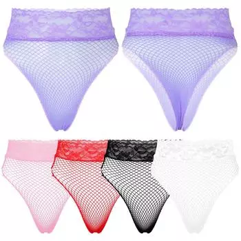 Женское сетчатое кружевное нижнее белье с поясом, трусы-слипы с низкой посадкой и прорезями, сексуальное нижнее белье One Size