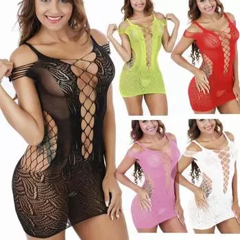 Женское сетчатое нижнее белье, мини-платье BabyDoll в сеточку, боди свободного размера