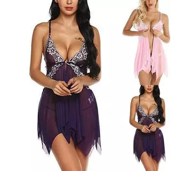 Женское сексуальное эротическое белье, тонкие трусики-слинги, пижамный комплект с разрезами, комплект из двух предметов L