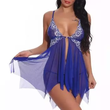 Женское сексуальное эротическое белье, тонкие трусики-слинги, пижамный комплект с разрезами, комплект из двух предметов L