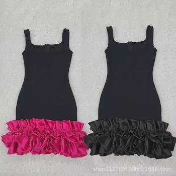 Женское сексуальное бандажное платье с цветочным подолом Large белый