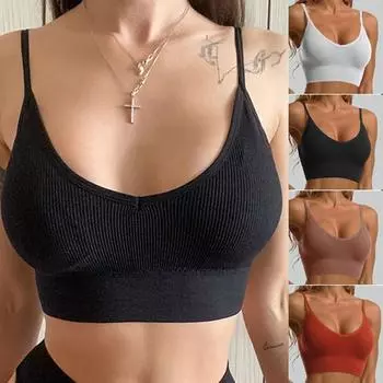 Женское сексуальное бесшовное нижнее белье, однотонное модное полосатое укороченный топ с v-образным вырезом, бюстгальтер пуш-ап, удобное нижнее белье L вино красного