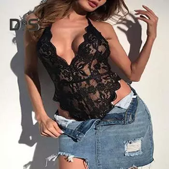 Женское сексуальное боди, прозрачное кружевное облегающее с глубоким вырезом, V-образным вырезом, открытой спиной, без рукавов, с цветочной вышивкой, регулируемые ремни, сплошной цвет, для медового месяца 2XL