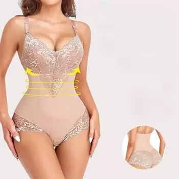 Женское сексуальное цельное кружевное нижнее белье, тонкое дышащее боди, корректирующее утягивающее белье для ягодиц, бесшовное нижнее белье S