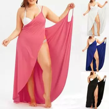 Женское сексуальное цельное пляжное платье на подтяжках 4XL темно-серого