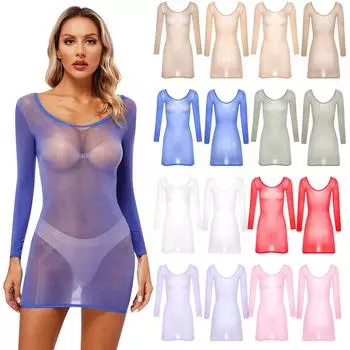 Женское сексуальное глянцевое 8D нижнее белье, ночная рубашка, однотонное прозрачное платье для сна, тонкий эластичный облегающий купальник, накидка One Size