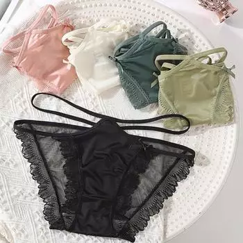 Женское сексуальное кружевное нижнее белье со средней посадкой, женские и женские роскошные дышащие кружевные трусики, трусики, трусики, нижнее белье S/M чёрный