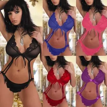 Женское сексуальное кружевное нижнее белье, комплект нижнего белья с бюстгальтером и трусиками XXXL