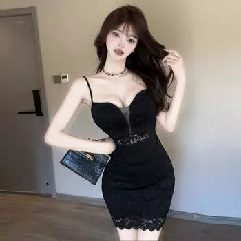 Женское сексуальное кружевное платье с глубоким вырезом и полыми бедрами прилив S белый