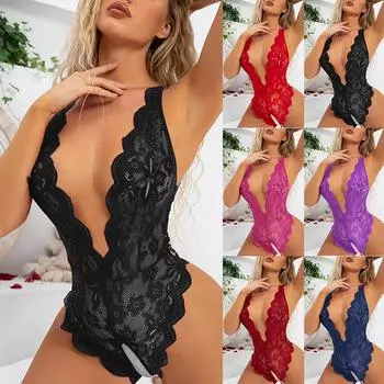 Женское сексуальное кружевное трико с цветочным принтом, боди с вырезами, нижнее белье Babydoll, ночное белье S
