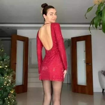 Женское сексуальное мини-платье с открытой спиной и блестками, модное облегающее вечернее платье с длинным рукавом и высокой талией, вечернее платье с круглым вырезом S красный