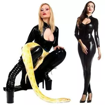 Женское сексуальное модное черное нижнее белье Collant Femme, латексный кожаный комбинезон, маскарадный костюм, молния спереди и сзади, игрушки для взрослых для нее XXXXL