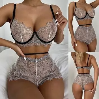 Женское сексуальное модное однотонное сетчатое нижнее белье, прозрачный кружевной бюстгальтер M