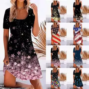 Женское сексуальное модное платье с квадратным вырезом и коротким рукавом в стиле пэчворк XL розовый