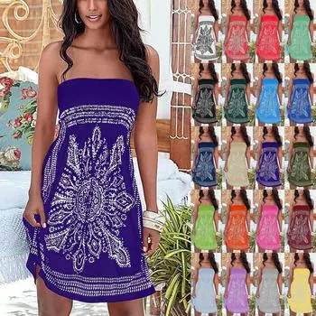 Женское сексуальное модное платье трапециевидной формы без рукавов без бретелек длиной до колена L чёрный