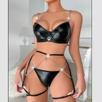 Женское сексуальное нижнее белье, блестящая кожаная цепочка, боди, тедди, порно, комбинезон, женская эротическая пижама, вечернее платье, секс-набор, секс-шоп 18 S