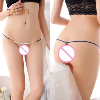 Женское сексуальное нижнее белье из искусственного жемчуга, массажное нижнее белье с низкой талией, трусы, стринги, трусики