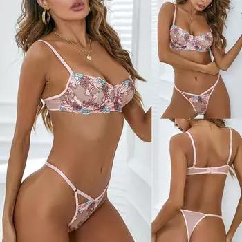 Женское сексуальное нижнее белье, модное сетчатое прозрачное нижнее белье с вышивкой, комплект M