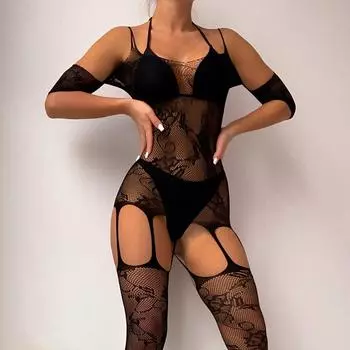 Женское сексуальное нижнее белье рыболовная сеть ажурные прозрачные колготки нижнее белье костюмы эротические сетчатые прозрачные чулки для всего тела XXS