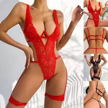 Женское сексуальное нижнее белье с V-образным вырезом Babydoll, стринги, нижнее белье, платье S чёрный