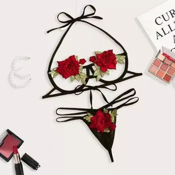 Женское сексуальное нижнее белье с нежной вышивкой и цветочным принтом Love, прозрачное белье XXXL