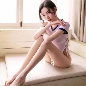 Женское сексуальное нижнее белье с высокой вилкой, комбинезон со страпонами, купальник с мертвой водой, сексуальный, тонкий, перспектива, три точки, открытая промежность, обтягивающее тело One size [suitable for 80-60kg]