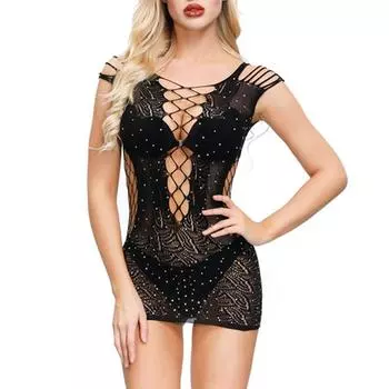Женское сексуальное нижнее белье, сетчатая ночная рубашка, прозрачные ночные рубашки в сетку, ажурные ночные рубашки One size