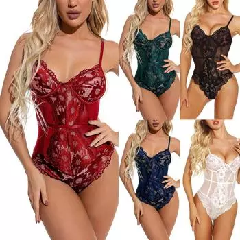 Женское сексуальное нижнее белье сетка кружево сексуальное цельное на бретелях с открытой спиной нижнее белье M