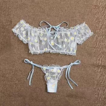 Женское сексуальное нижнее белье Сексуальный женский кружевной комплект нижнего белья с тремя точками L синий