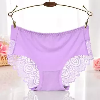 Женское сексуальное нижнее белье со средней талией, кружевное одноцветное хлопковое женское нижнее белье, трусы One size