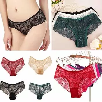 Женское сексуальное нижнее белье средней талии Brife кружевное треугольное P мягкое модное прозрачное S белый