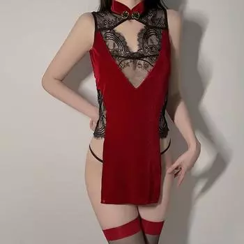 Женское сексуальное нижнее белье трусы комплект эротическое кружево перспектива чонсам порно спинка воротник мандарин нижнее белье сексуальные костюмы one size