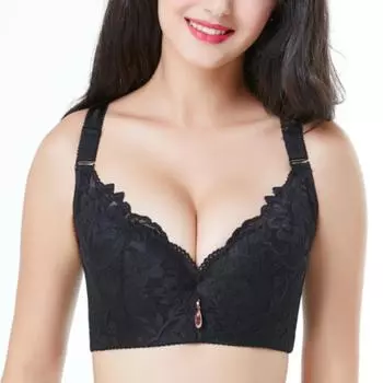 Женское сексуальное нижнее белье, ультратонкий хлопковый кружевной бюстгальтер с глубоким V-образным вырезом, дышащий бюстгальтер Push Up 34/75A красный