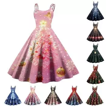 Женское сексуальное облегающее платье с принтом рождественской елки в стиле панк-ретро с открытыми плечами L темно-синий