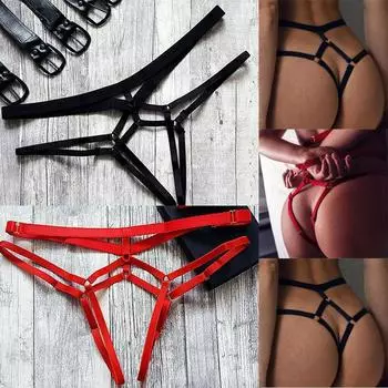 Женское сексуальное однотонное бандажное нижнее белье с открытой промежностью, трусики-стринги, эротические очаровательные стринги XL
