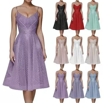 Женское сексуальное однотонное вечернее модное платье без рукавов с вышивкой на подтяжках L чёрный