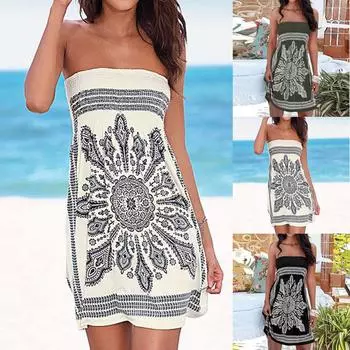 Женское сексуальное платье без бретелек без бретелек с узким принтом без рукавов, платье-юбка L армия зеленый