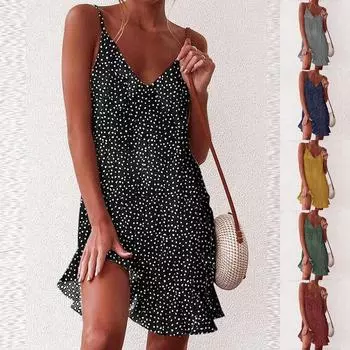 Женское сексуальное платье без рукавов с v-образным вырезом и открытой спиной выше колена XXXL темно-синий