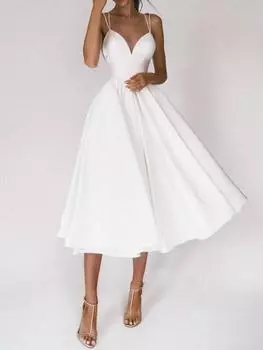 Женское сексуальное платье без рукавов с v-образным вырезом и открытой спиной, вечернее платье S белый