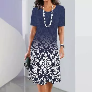 Женское сексуальное платье, летнее облегающее пляжное платье, юбка с круглым вырезом и короткими рукавами, женская повседневная юбка до колена, клетчатый джемпер с принтом S