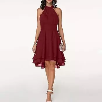 Женское сексуальное платье миди без рукавов с открытыми плечами и круглым вырезом, облегающее, длиной до колена, из шифона 4XL чёрный