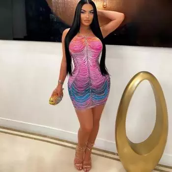 Женское сексуальное платье с бретельками через шею, облегающее, с поясом на бедрах, короткое, модное, повседневное, вечернее платье зелёный