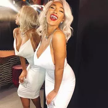 Женское сексуальное платье с открытой спиной и бретелькой на шее, вечернее платье для выпускного вечера с высоким разрезом, Клубная одежда, короткое платье L белый