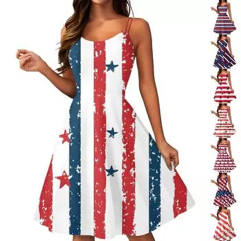 Женское сексуальное платье с открытыми плечами в стиле панк-винтаж с принтом «День независимости» M
