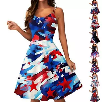 Женское сексуальное платье с открытыми плечами в стиле панк-винтаж с принтом «День независимости» L киноварь