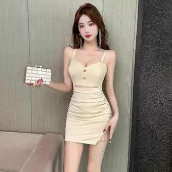 Женское сексуальное платье Spice Girl Hollow Backless Skinny Hip Wrap Dress S серый