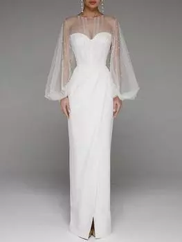 Женское сексуальное платье-труба с жемчугом, весна/лето 2021 г. XS серый